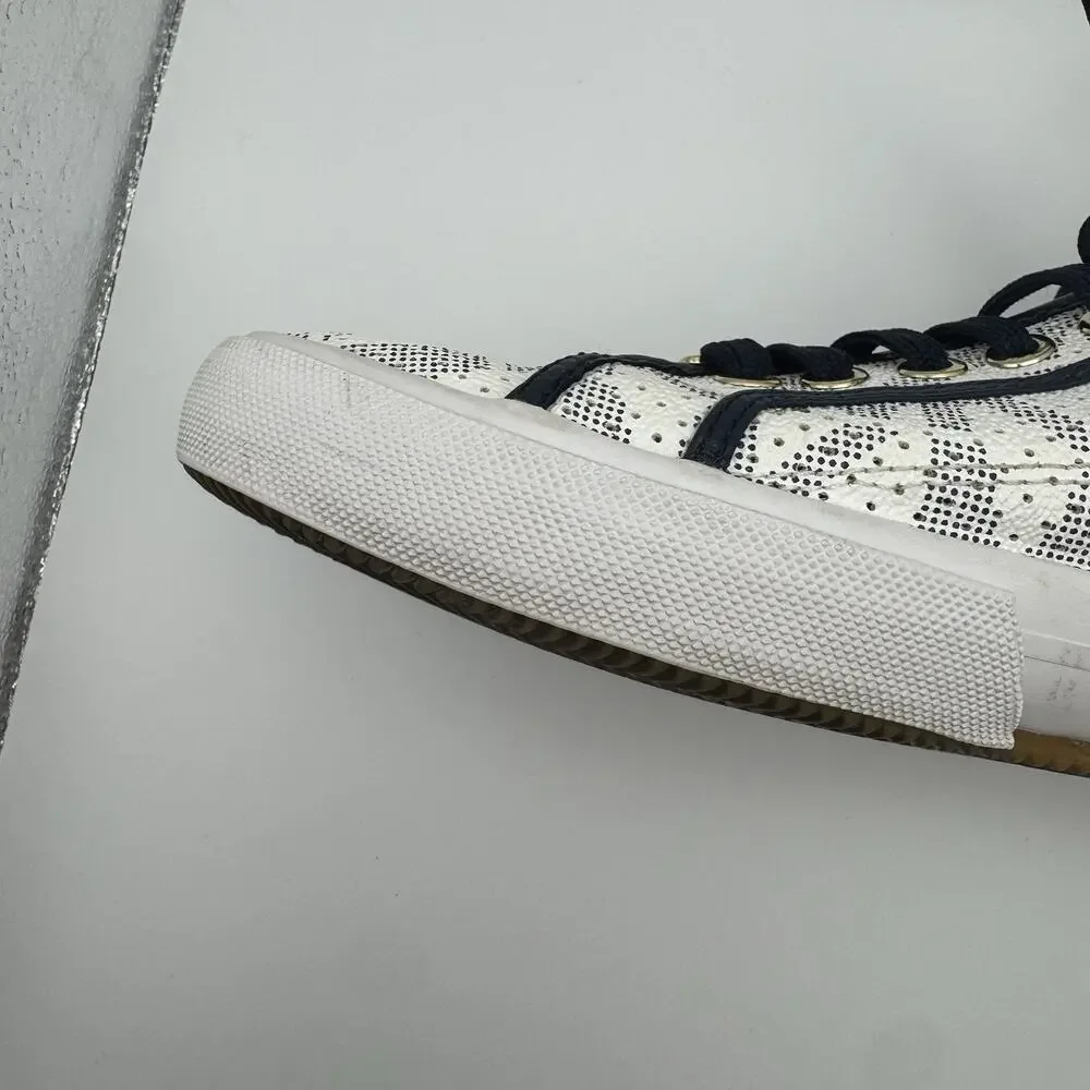 Michael Kors Boerum Sneakers White Navy MK Logo Lace Up Shoes Womens 9M EU 40